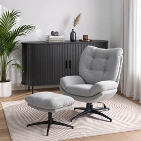 Otočné relaxačné kreslo ORVIO s podnožkou – sivé