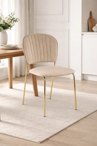 JEDÁLENSKÁ STOLIČKA SENNA BÉŽOVÁ + ZLATÉ NOHY