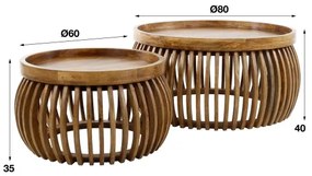 Konferenčný stôl 23-99 Ø80 a Ø60cm 2-set Tweak Drevo Mango - Komfort-nábytok