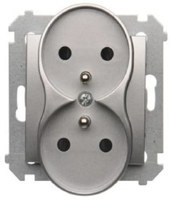 DGZ2MZ/43 Dvojitá zásuvka s uzemnením strieborný mat