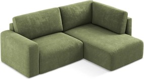 Zelená ženilková rozkladacia/s úložným priestorom rohová pohovka (pravý roh/do L) Kona – Makamii