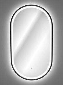 Comad Závesné zrkadlo s LED osvetlením Apollo 2 Black 50x90 cm s pohybovým senzorom, čierna