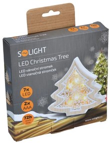 Solight 1V45-T LED vánoční stromek, dřevěný dekor, 6LED, teplá bílá, 2x AAA