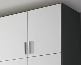 Šatníková skriňa Hildesheim, 271 cm, šedá/biela