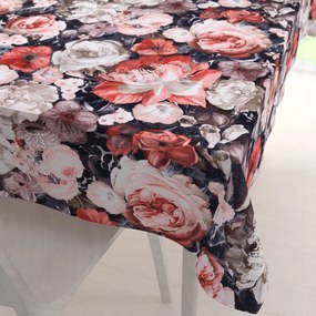 Biante Zamatový obdĺžnikový obrus Tamara TMR-018 Červené kvety 80x120 cm