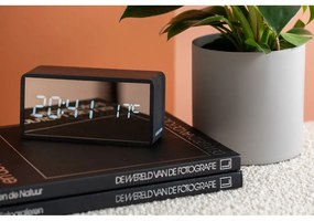 LED budík v medenej farbe a dekore tmavého dreva Karlsson Mirror