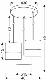 Luster na lanku BIANCO 3xE27/40W/230V biela/hnedá