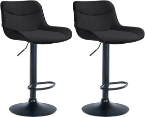 2x Barová stolička Vonore - látka, čierny rám - Čierna