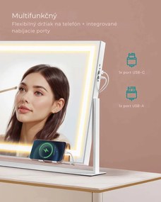 Kozmetické zrkadlo DAHLIA s LED osvetlením, 10x62,5x45,8cm, biela SongmicsHome