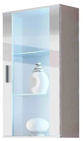 Vitrína Boho B2, Osvetlenie: osvetlenie LED RGB - farebné, Farby: biela / biely lesk