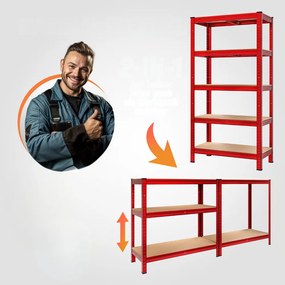 Monzana Regál s vysokou nosnosťou HEAVY, max. 875kg, 90x40x180cm, červená
