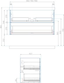 Mereo, Mereo Siena, kúpeľňová skrinka s keramickým umývadlom 101 cm, biela lesk, MER-CN4121