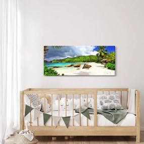 Obraz - Seychely, pláž Takamaka (120x50 cm)