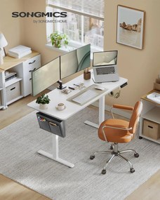 Výškovo nastaviteľný elektrický stôl, 60 x 140 x 72–120 cm, biely