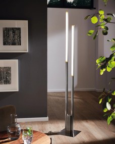 EGLO Chytrá LED stojacia lampa FRAIOLI-Z, 2x17W, teplá biela-studená biela, RGB, strieborná