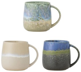 Modré/béžové hrnčeky v súprave 3 ks z kameniny 460 ml Cloe – Bloomingville