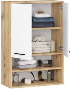 Kúpeľňová skrinka FIN H934 W64 2D 1P dub artisan / biela