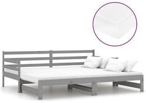 Rozkladacia denná posteľ 2x(90x200) cm, sivá, borovicový masív