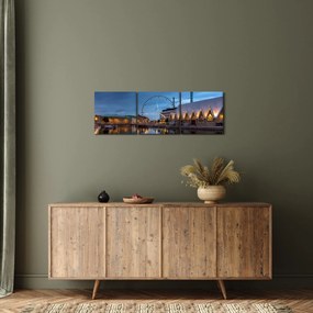 Obraz vodného kanála - Göteborg (s hodinami) (90x30 cm)