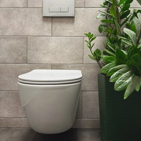 Závesná WC misa Rea Carlo Mini Rimless Flat biela