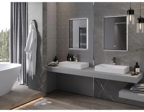Mexen Erma, LED kúpeľňové zrkadlo s podsvietením a čiernym rámom 50x70 cm, 6000K, ochrana proti zahmlievaniu, 9814-050-070-611-70