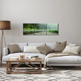 Obraz - Rieka pri lese (s hodinami) (90x30 cm)