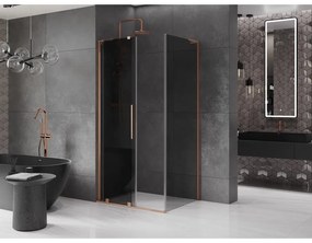 Mexen Velar L, sprchový kút s posuvnými dverami 120 x 90 cm, 8mm šedé sklo, medená matná, 871-120-090-33-65