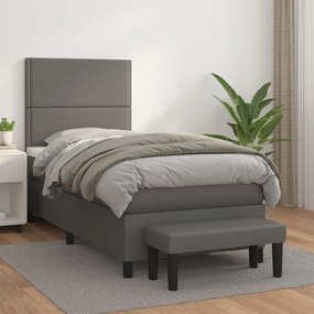 Boxspring posteľ s matracom sivá 90x200 cm umelá koža 3137585
