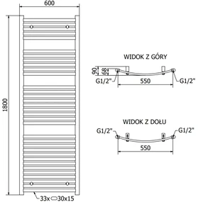 Mexen Helios, vykurovacie teleso 1800 x 600 mm, 996 W, čierna, W103-1800-600-00-70