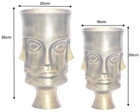 Set dvoch vázičiek FACE v mosadznom prevedení