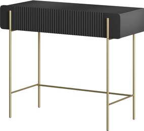 Toaletný stolík Malmi 100 cm - čierny mat / zlatá