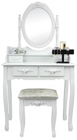 Toaletný stolík biely so zrkadlom a taburetkou