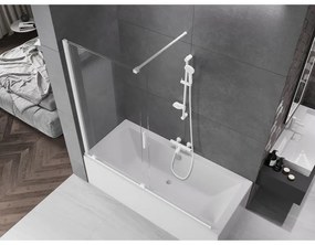 Mexen Velar, 2-krídlová posuvná vaňová zástena 170 x 150 cm, 8mm číre sklo, biely profil, 896-170-000-01-20