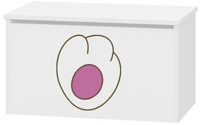 Raj posteli Box na hračky - gravírovaná ružová mačacia labka biela