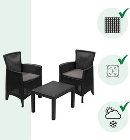 Záhradný set FOREST, 3-dielny, antracitová I.P.A.E-Progarden