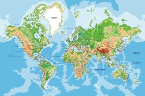 Samolepiaca tapeta klasická mapa sveta - 225x150