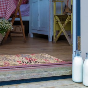 Rohožka z kokosového vlákna 40x120 cm Hello Scribbly Floral – Artsy Doormats