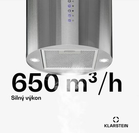 Klarstein Beretta, digestor, 35 cm, ostrovčekový, 650m³/h, LED, nehrdzavejúca oceľ