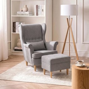 Relaxačné kreslo VAREL s podnožkou sivé