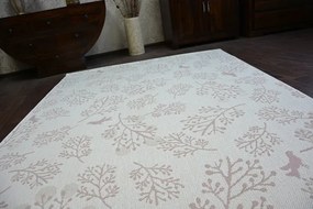 Koberec SIZAL FLAT 48774/526 Lístky vtákov krém ružový
