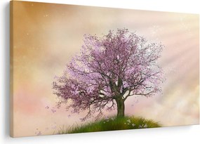 Obraz rozkvitnutého stromu na vrchole kopca (90x60 cm)