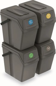 Sada košov na triedenie odpadu SORTERRA 4x25L sivý kameň