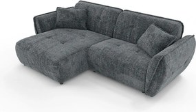 Tmavosivá ženilková rohová pohovka (ľavý roh/s leňoškou) Nelia – Ropez