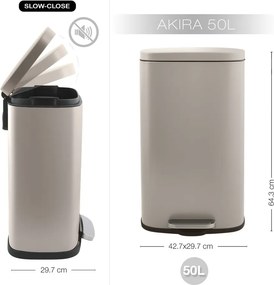 Taupe nášľapný oceľový odpadkový kôš 50 l Akira – Spirella