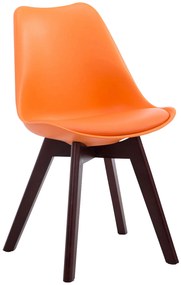 Stolička Borne V2 - plast / koženka, drevené nohy orech - Oranžová