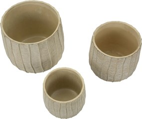 Sada 3 ks kvetináčov Flake krémová