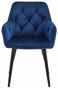 Jedálenská stolička JORK zamatová, tmavomodrá (čierne nohy)