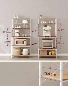 Kuchynský regál LORANO 167x80 cm, biely / dekor dub