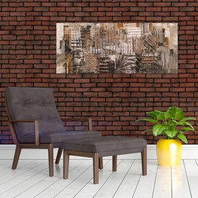 Obraz - Abstrakcia v hnedých tónoch (120x50 cm)