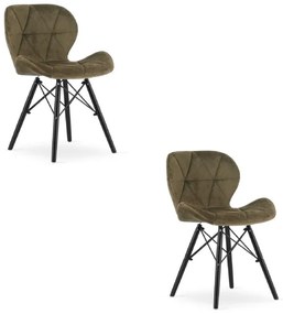 Set dvoch jedálenských stoličiek LAGO zamatové, hnedé / čierne (2 ks)